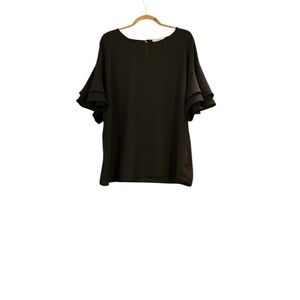 Chic Black Ruffle Sleeve Blouse